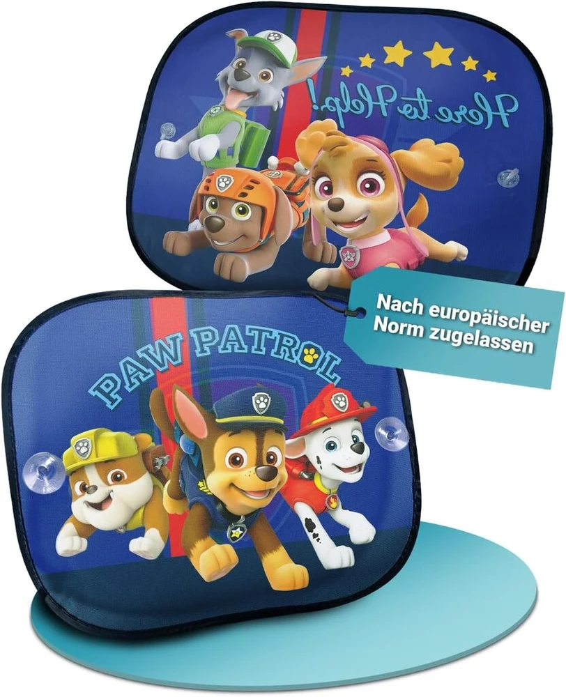 Hits4kids - apsauga nuo saulės automobiliui kūdikiui su uv apsauga, 2 vnt. rinkinys - apsauga nuo saulės automobiliui vaikams su siurbtukais - apsauga nuo saulės automobiliui šoniniams langams - automobilio lango užuolaida Paw Patrol - 44 x 36 cm