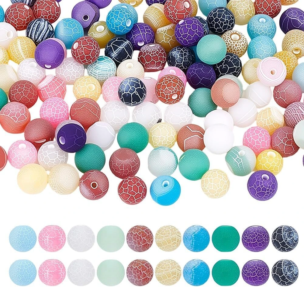 Hobbiesay 120 vnt. 10 spalvų natūralaus sendinto agato karoliukai 8 mm millefiori lampwork stiklo karoliukai matinio agato palaidi karoliukai agato karoliukai apyrankėms auskarams papuošalų gamybai skylė: 1 mm