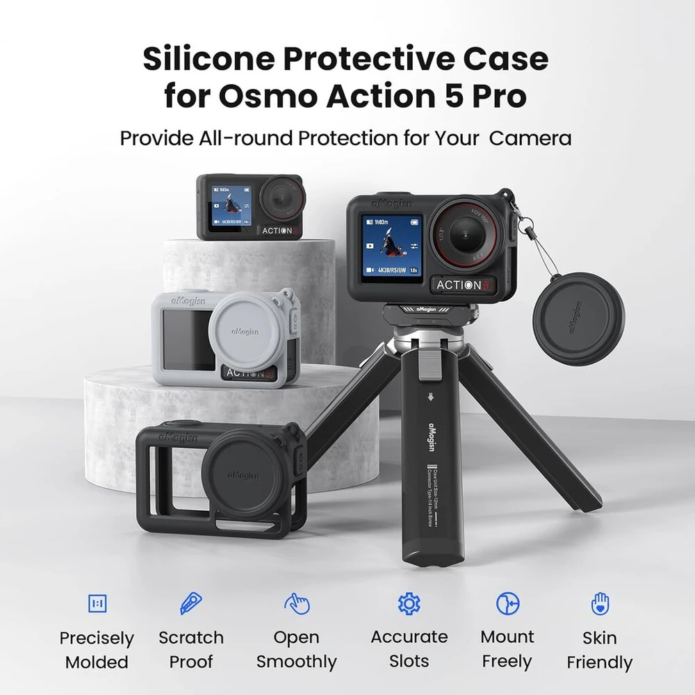 Honbobo apsauginis silikoninis dėklas, skirtas dji osmo action 5 pro, priedas, apsauginis dėklas osmo action 5 pro objektyvo dangtelis, kaklo dirželis
