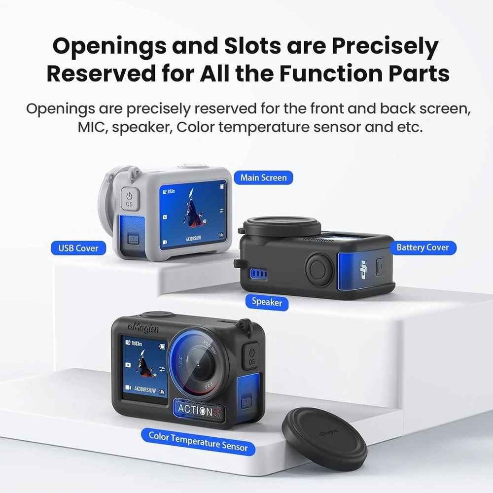 Honbobo apsauginis silikoninis dėklas, skirtas dji osmo action 5 pro, priedas, apsauginis dėklas osmo action 5 pro objektyvo dangtelis, kaklo dirželis