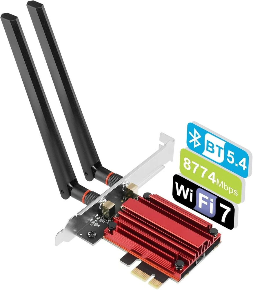 Hotut wifi 7 pcie wlan plokštė, bluetooth 5.4 tri-band be200 wifi tinklo plokštės adapteris, wifi plokštė kompiuteriui, mu-mimo, wpa3, skirta windows 10/11, žemo profilio tvirtinimai, palaiko tik intel pagrindines plokštes