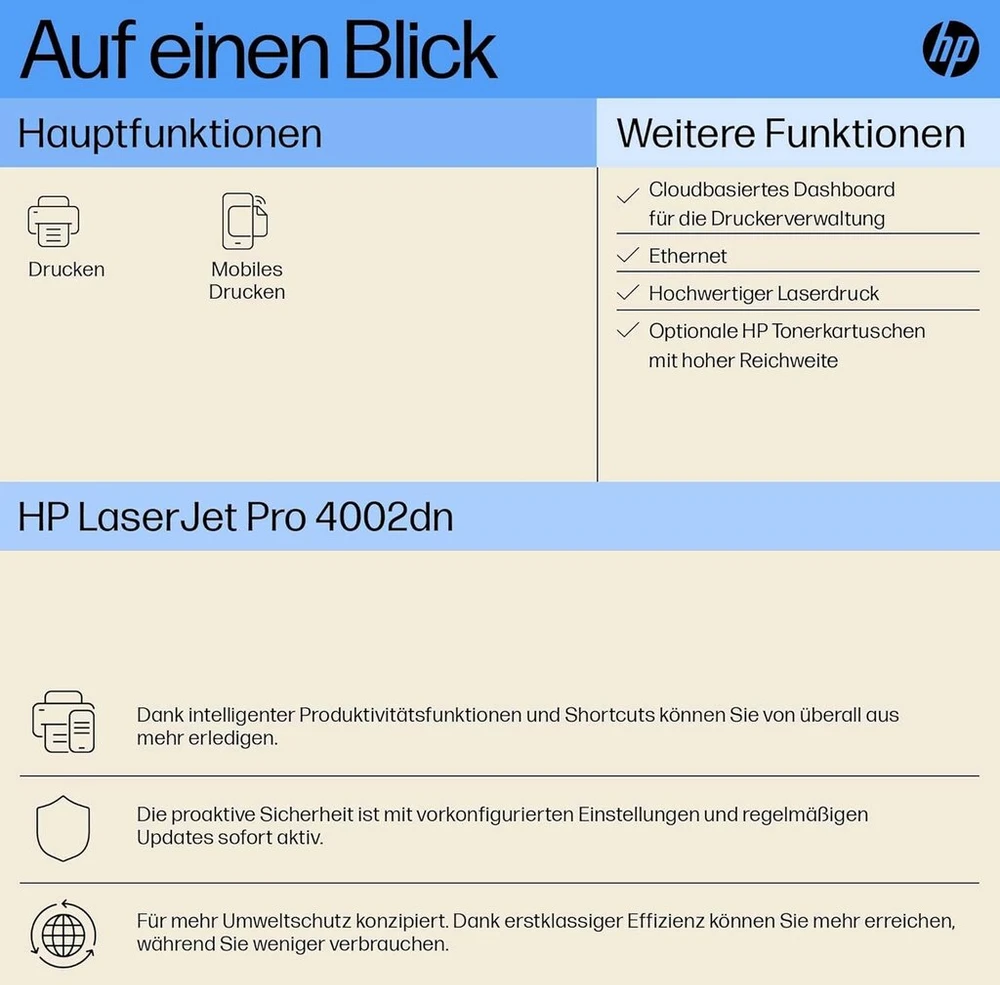Hp Laserjet Pro 4002dn Lazerinis spausdintuvas