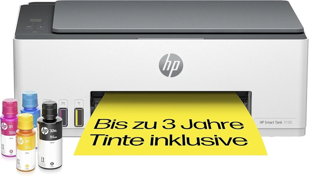 Hp Smart Tank 5105 daugiafunkcis spausdintuvas, spalvotas, skirtas namams ir namų biurui, kopijavimas, belaidis, didelės talpos spausdintuvo talpykla, spausdinimas iš išmaniojo telefono arba planšetinio kompiuterio, skenavimas į pdf