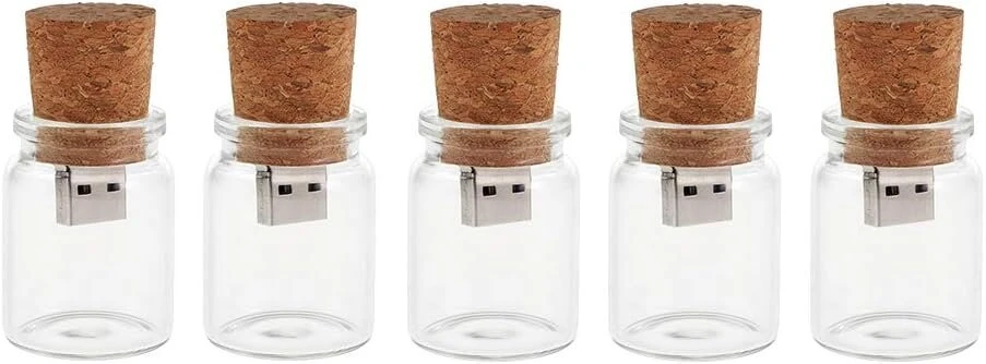 Hsthe Sea 5 vnt. 16gb mielas Usb 2.0 atmintukas stiklainių formos unikali dėžutė stiklinis buteliukas su kamščiu atminties kortelė rašiklis vestuvių dovana elektronika