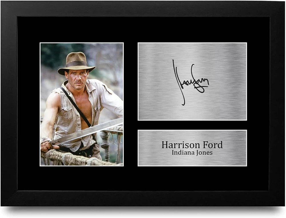 Plakatas Hwc Trading Fr A4 Harrison Ford Indiana Jones - A4 įrėminti dovanų spaudiniai, pasirašyta autografų nuotrauka filmų suvenyrų gerbėjams - A4 įrėminta