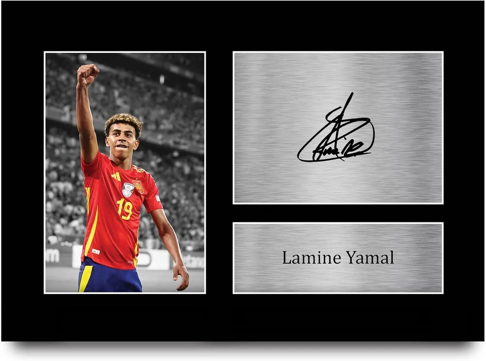 Plakatas Hwc Trading Lamine Yamal Ispanijos dovanos, atspausdintas autografuotas nuotrauka futbolo gerbėjams ir gerbėjams - A4