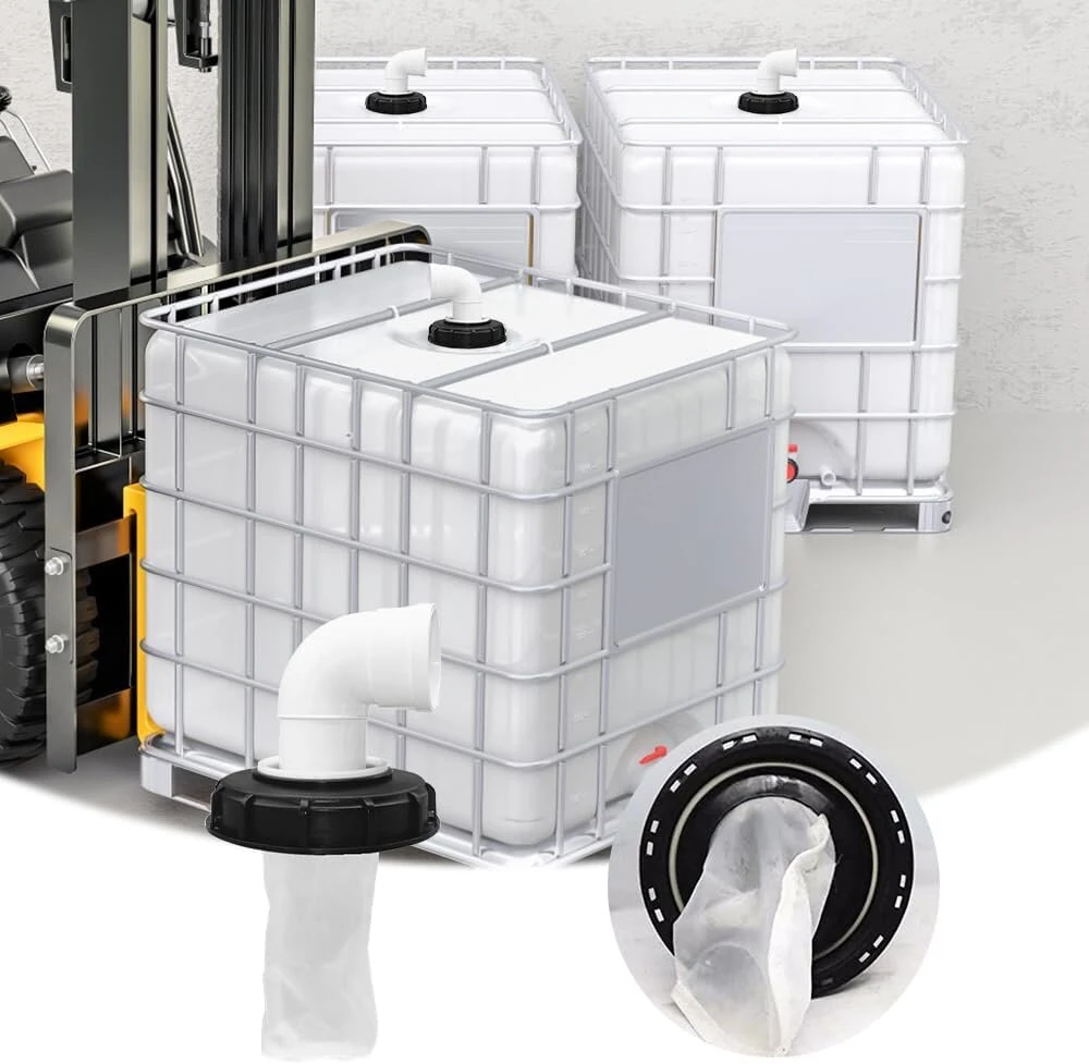Ibc dangtelio filtras, 90° ibc dangtelio filtras 163 mm nailoninis lietaus vandens filtras plaunamas su dangteliu ibc filtro dangtelis su lanku ibc talpos filtras ibc talpos priedai ibc lietaus vandens talpai dn 150