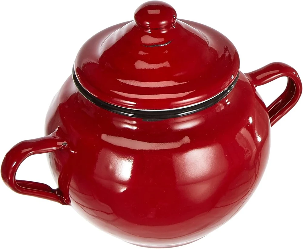 Ibili cukrinė Roja su dangteliu, 0,5 l, emaliuotas plienas, raudona, 10 x 10 x 20 cm