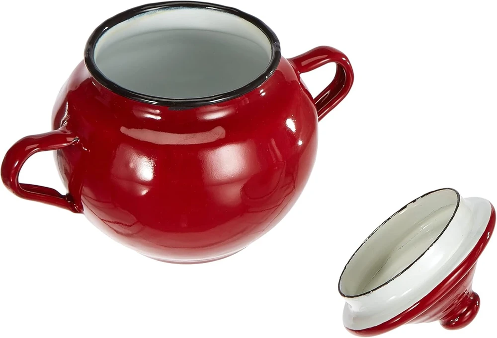 Ibili cukrinė Roja su dangteliu, 0,5 l, emaliuotas plienas, raudona, 10 x 10 x 20 cm