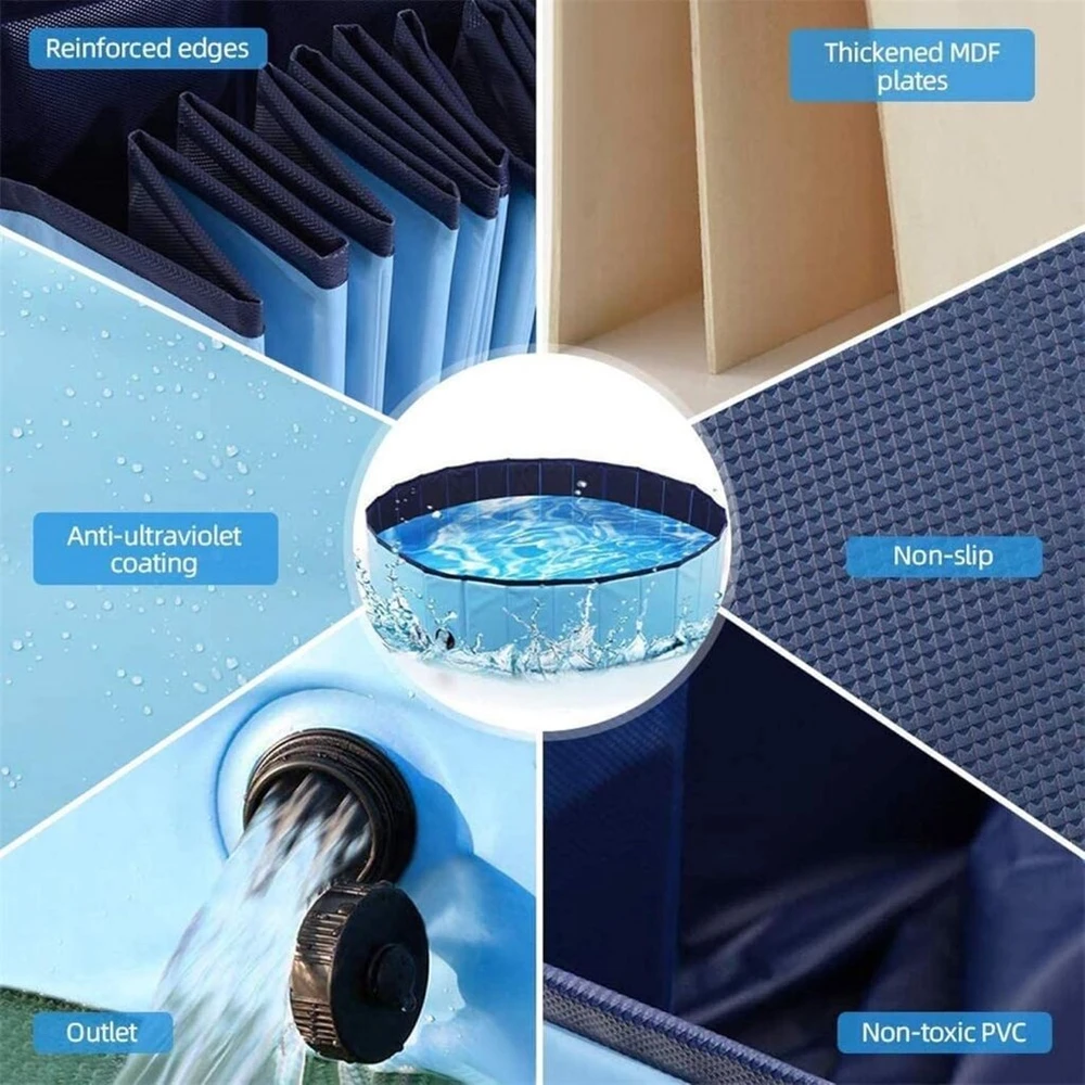 Icelus 120 x 30 cm šunų baseinas, sulankstomas šunų irklavimo baseinas, plaukimo baseinas, katėms, šunų vonia, baseinas šunims, katėms, pvc, neslystanti naminių gyvūnėlių vonia