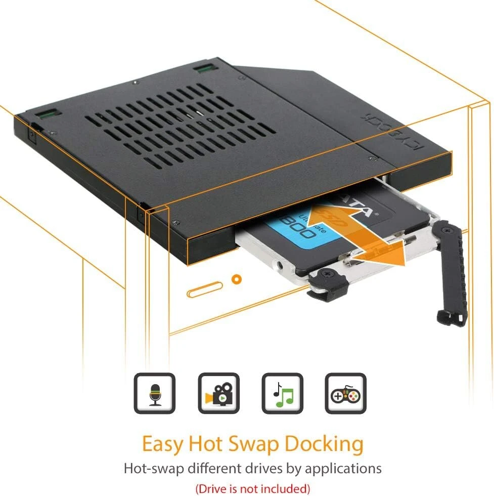 Icy Dock sata hot swap mobilusis dėklas 2.5 colio (6.4 cm) ssd/hdd - notebook ultra slim odd tougharmor mb411spo-2b