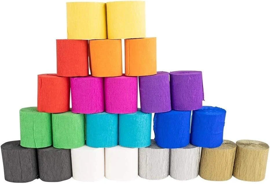 Ideen mit Herz 24 rulonai krepinio popieriaus | Krepinės juostos | 12 spalvų | 10 m viename rulone | 5 cm pločio | 17 g/m² | Popierius rankdarbiams | Krepinis popierius rankdarbiams