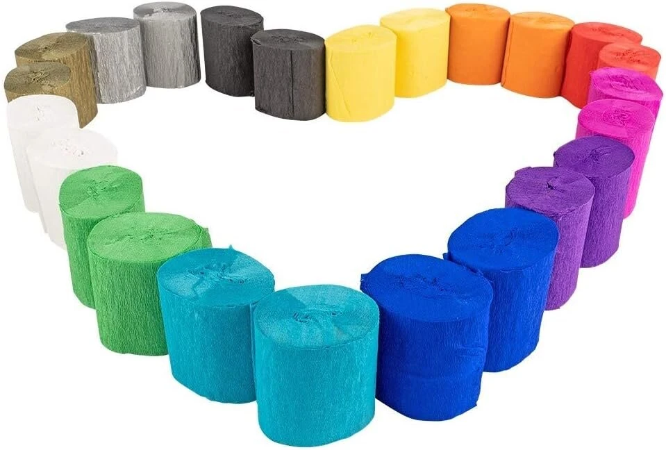 Ideen mit Herz 24 rulonai krepinio popieriaus | Krepinės juostos | 12 spalvų | 10 m viename rulone | 5 cm pločio | 17 g/m² | Popierius rankdarbiams | Krepinis popierius rankdarbiams