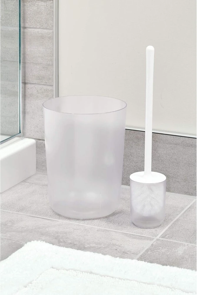 Idesign apvalus mažas atliekų konteineris, modernaus dizaino, pagamintas iš patvaraus plastiko, universalus popierinis krepšys vonios kambariui, biurui, virtuvei ir kitiems kambariams, baltas
