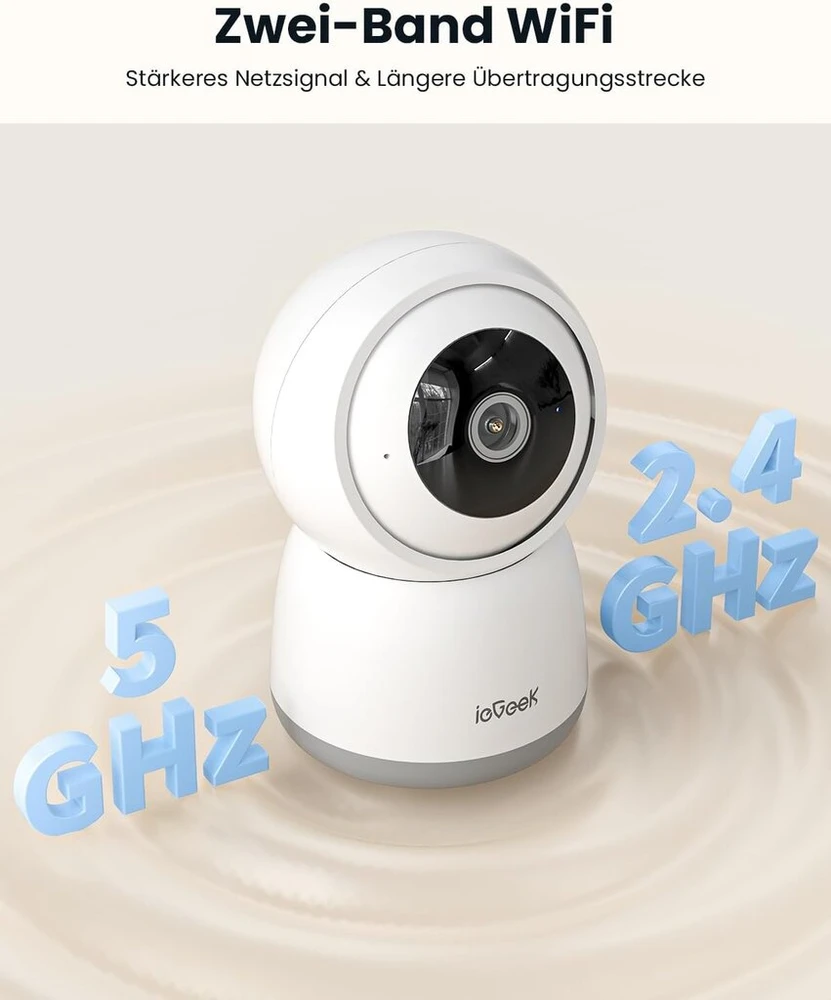 Iegeek 2k vidaus stebėjimo kamera, 2.4g/5ghz wlan kamera, auklės stebėjimo kamera, 15 m naktinis matymas, judesio aptikimas, automobilio sekimas, vieno paspaudimo patruliavimas, dvipusis garsas (balta 2)