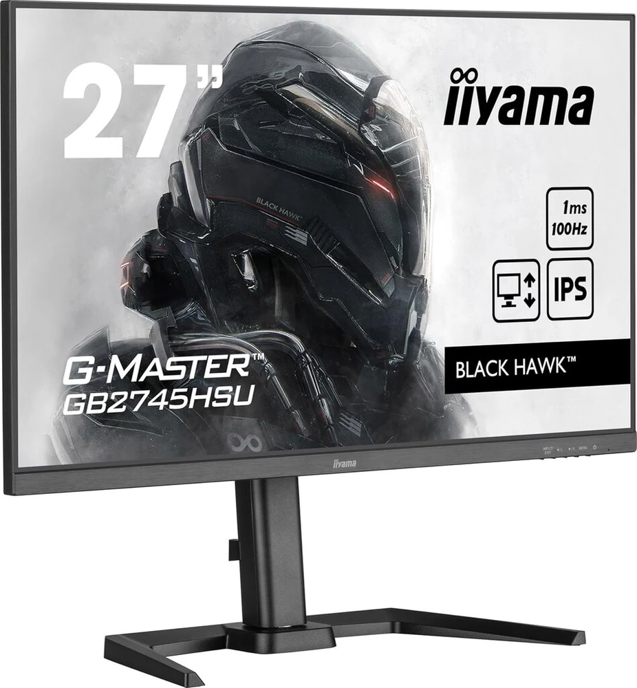 Iiyama G-master Juodas Hawk Gb2745hsu-b2 68.5 cm 27 colių Ips Led žaidimų monitorius Full Hd 100hz Hdmi Dp Usb 2.0 1ms Adaptive Sync aukščio reguliavimas Pivot Juodas