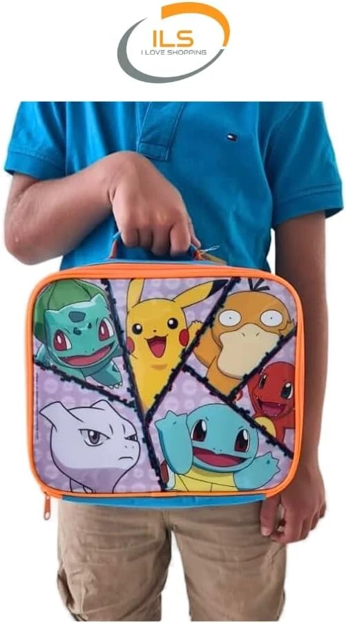 Ils I love shopping vaikiškas stačiakampis vandeniui atsparus šaltkrepšis su rankena - gadget school (pokemonams)
