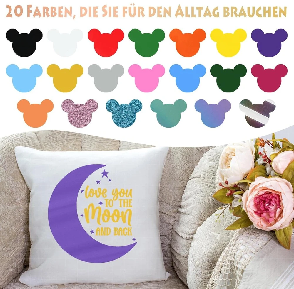 Imodeur 24 lapų pjaustymo plėvelė tekstilei - (yra 2 chameleon & 2 glitter lapai & 1 atspindintis lapas) 30.5 x 25.4 cm flex plėvelė pjaustymui, skirta cricut maker, drabužiams, kelnėms ir kt.