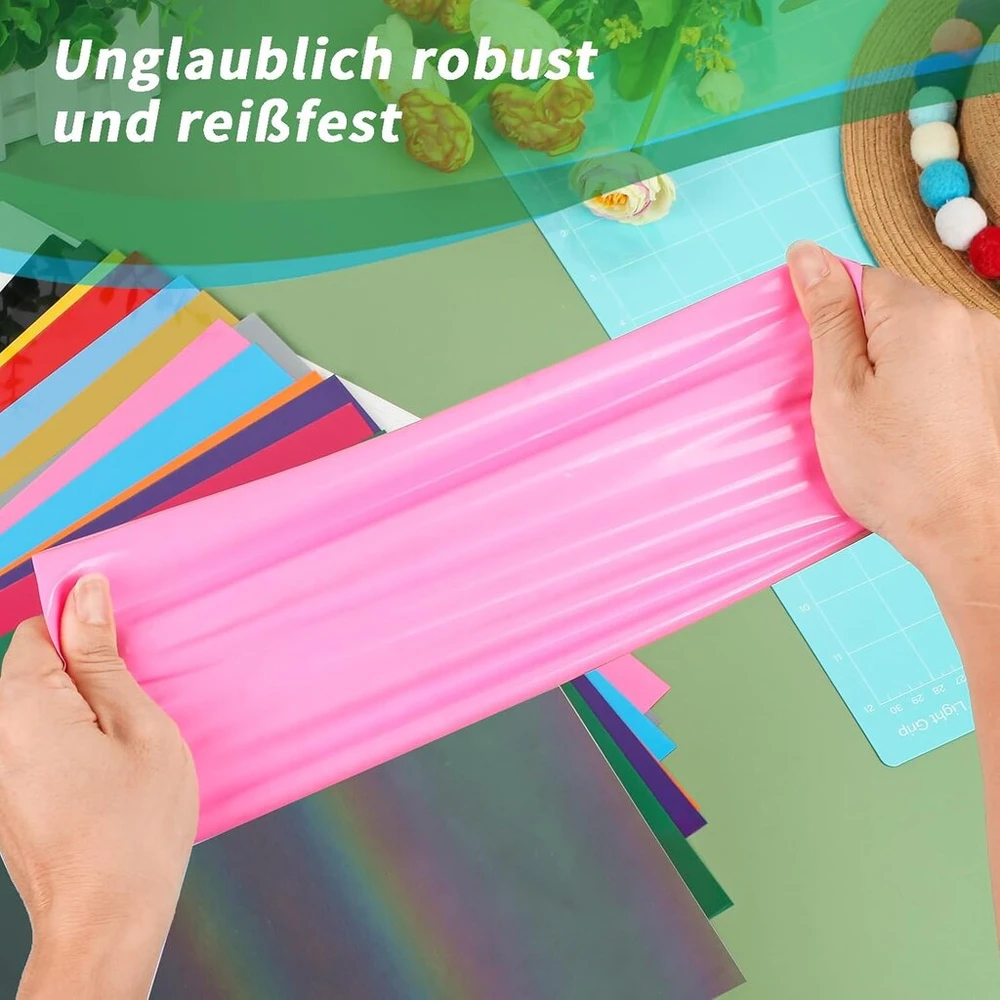 Imodeur 24 lapų pjaustymo plėvelė tekstilei - (yra 2 chameleon & 2 glitter lapai & 1 atspindintis lapas) 30.5 x 25.4 cm flex plėvelė pjaustymui, skirta cricut maker, drabužiams, kelnėms ir kt.