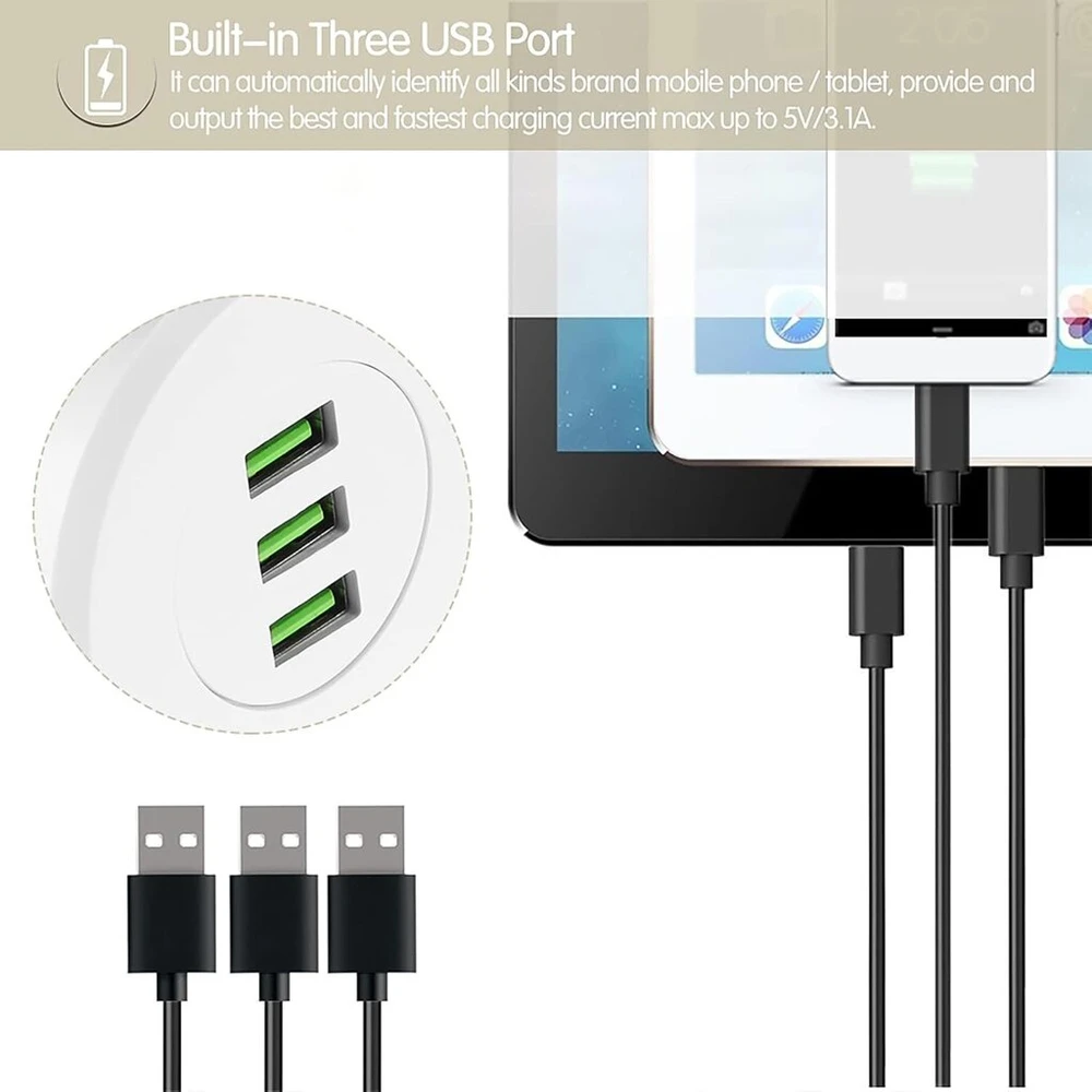 Įmontuotas usb lizdas, 3 prievadų usb stalo šakotuvas, 3.1 a usb lizdas įleidžiamas, usb c įkroviklis, usb šakotuvas stalo priedai daugumai telefonų