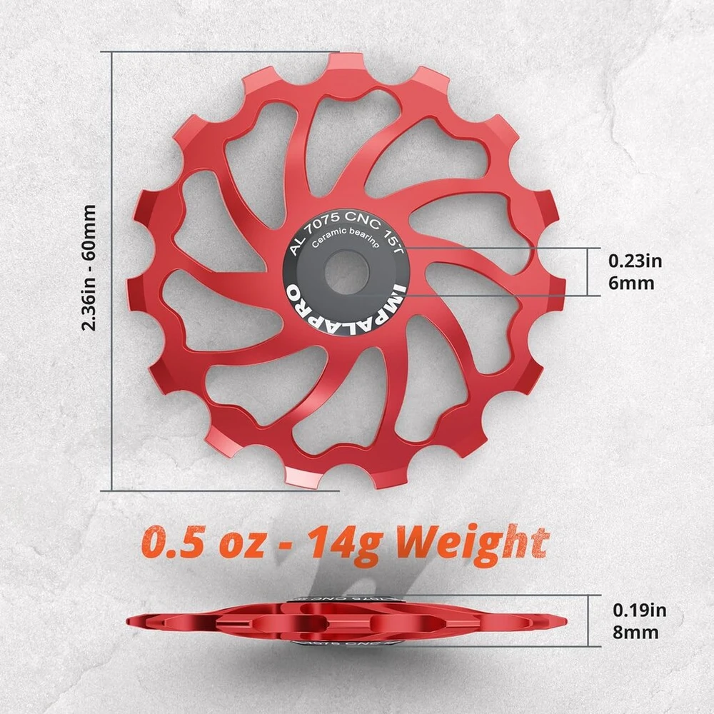 Impalapro dviračio pavarų perjungimo ratukai 15t/17t al7075 cnc su keraminiais guoliais - dviračio galinio pavarų perjungiklio skriemulys - shimano galinio pavarų perjungiklio ritinėlis - dviračio galinis pavarų perjungiklis - pavarų ratai