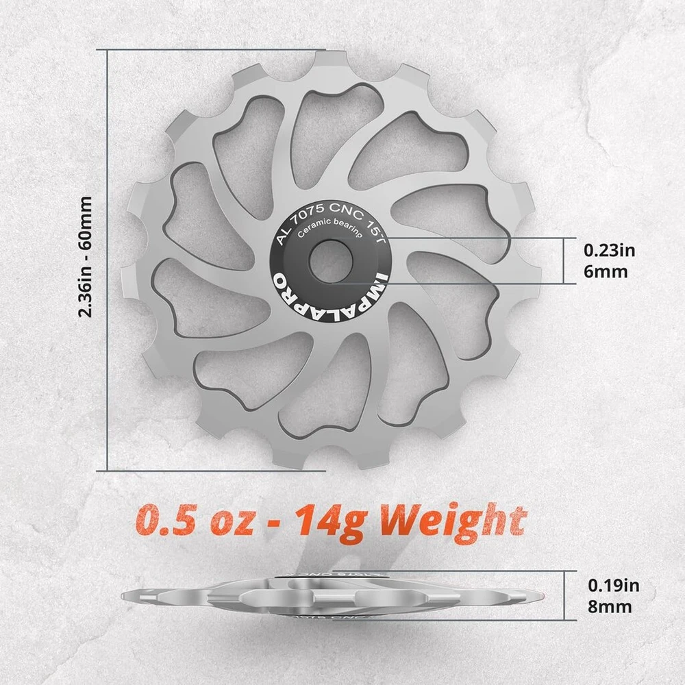 Impalapro dviračio pavarų perjungimo ratukai 15t/17t Al7075 Cnc su keraminiais guoliais - dviračio galinio pavarų perjungiklio skriemulys - shimano galinio pavarų perjungiklio ritinėlis - dviračio galinis pavarų perjungiklis - pavarų ratukai