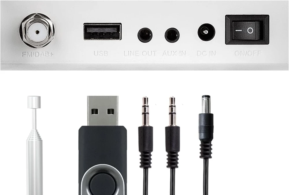 Imperial Dabman i460 - internetinis radijas/dab+ (transliavimo paslaugos, montuojamas po spintele/ant sienos, bluetooth siuntimas/gavimas, įrašymas per usb, viešbučio režimas) - baltas
