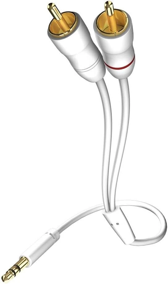In-akustik Star Mp3 audio kabelis 3.5 mm lizdas į 2 x Rca 0.5 m baltas