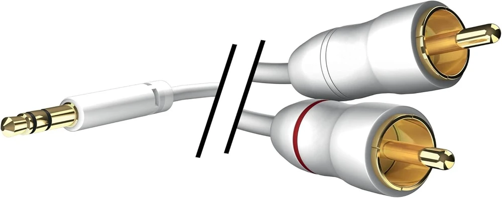 Inakustik 003100005 Star Jack adapteris 3,5 mm lizdas į 2 x Rca skirtas išmaniesiems telefonams, planšetiniams kompiuteriams ar kompiuteriams prijungti prie hifi stiprintuvo 0,5 m baltas ekranas nuo išorinių trukdžių