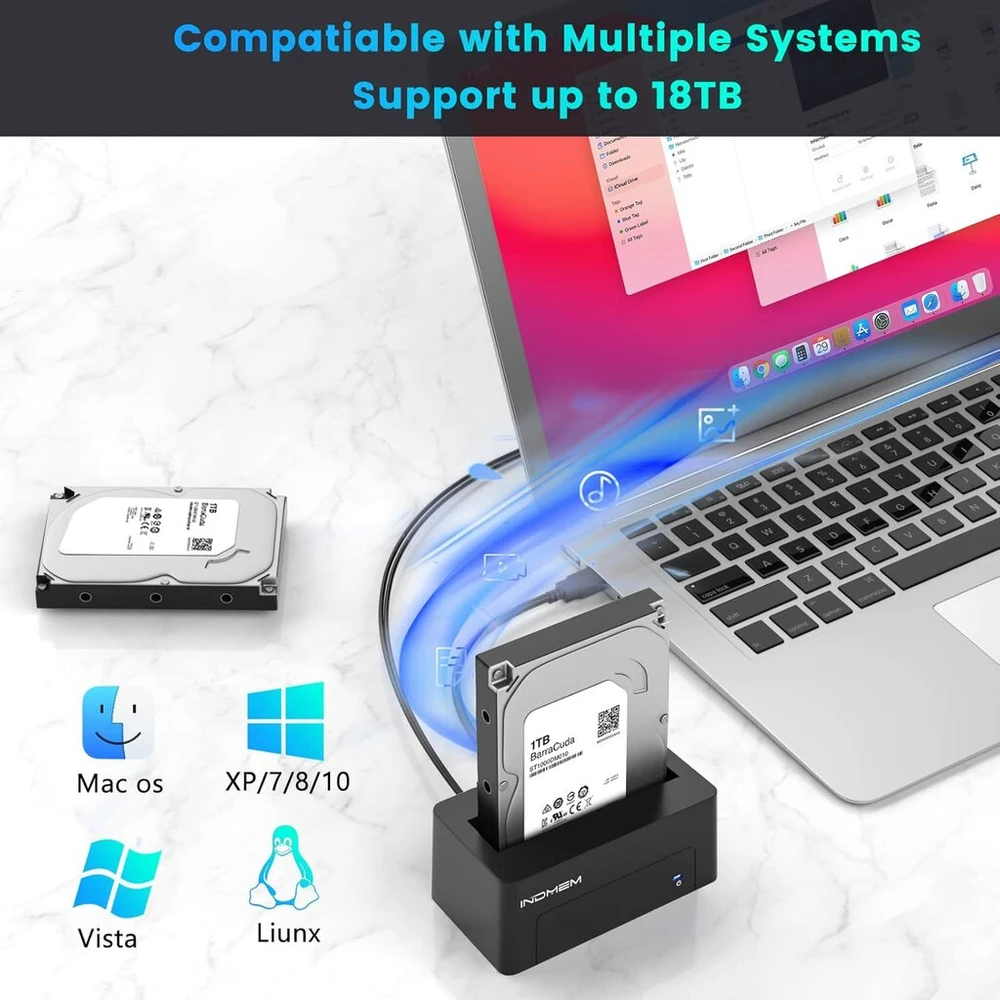 Indmem Sas į Usb 3.0 adapteris, Sas/sata kietojo disko skaitytuvo dėklo doko stotelė, skirta 2.5/3.5 colių Hdd Ssd su 12v/2a maitinimo adapteriu