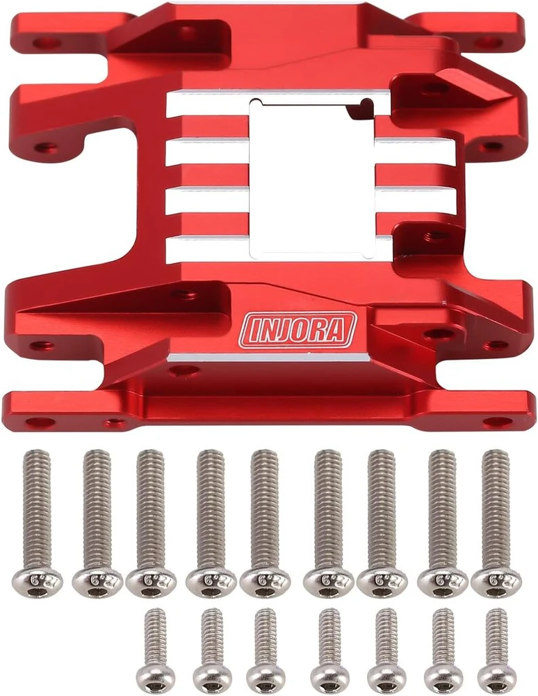 Injora rc slydimo plokštė cnc aliumininis transmisijos laikiklis, skirtas trx4m 1/18 rc vikšriniam automobiliui, atnaujinimo dalys 16 g, raudona