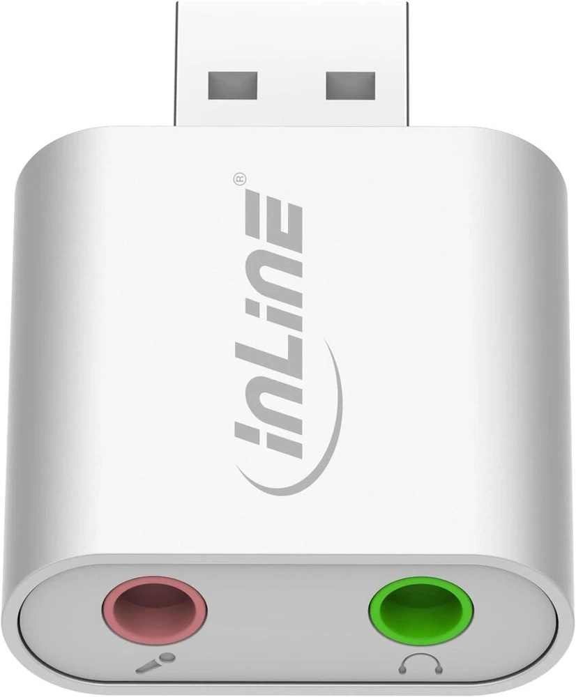 Stiprintuvas Inline® 33051s usb garso plokštė, aliuminio korpusas, sidabrinė