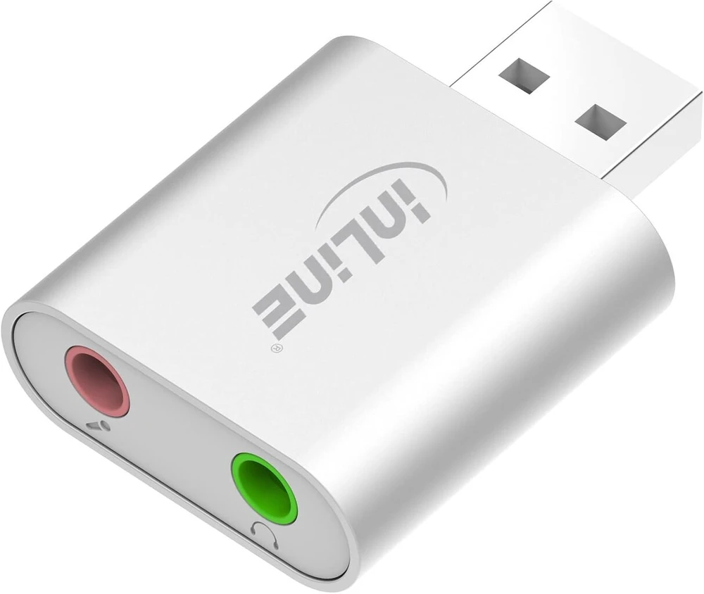 Stiprintuvas Inline® 33051s usb garso plokštė, aliuminio korpusas, sidabrinė