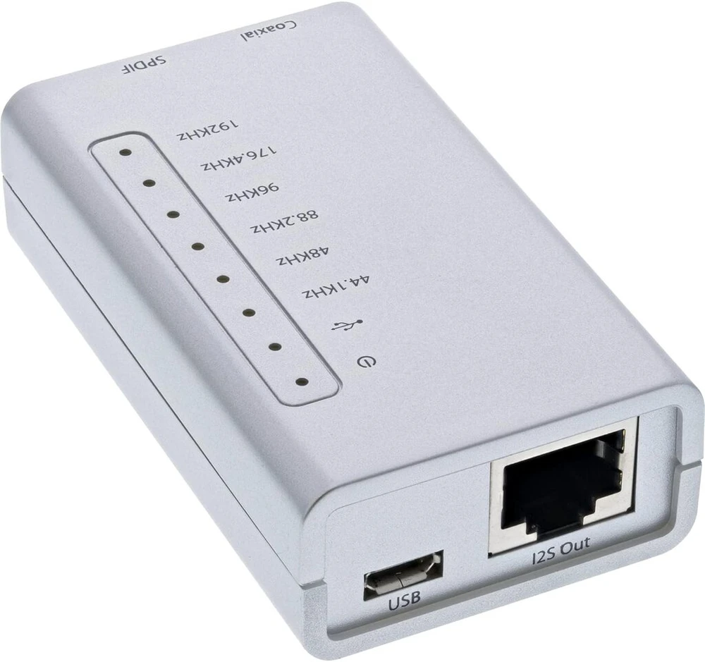 Stiprintuvas Inline® Usb Hd adapteris Hi-fi (24 bitų 192 Khz) į skaitmeninį Koaksialinį/toslink/i2s garso keitiklį