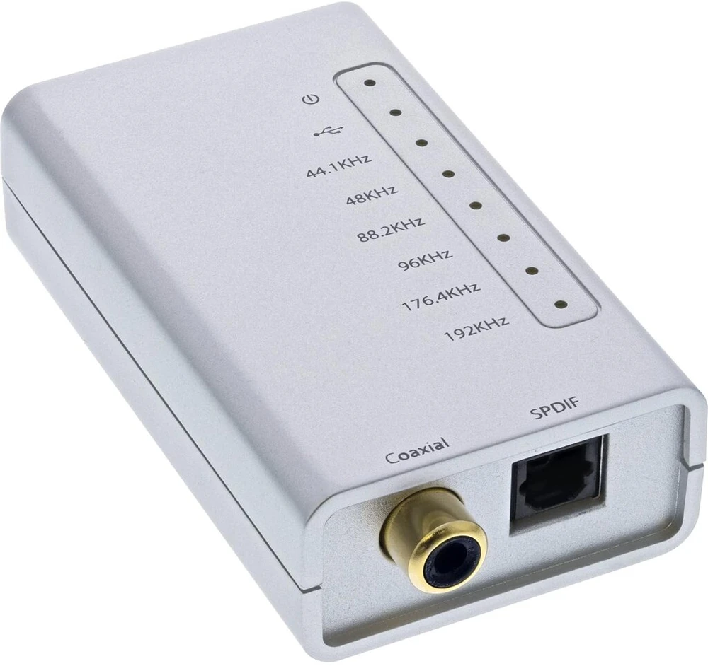 Stiprintuvas Inline® Usb Hd adapteris Hi-fi (24 bitų 192 Khz) į skaitmeninį Koaksialinį/toslink/i2s garso keitiklį