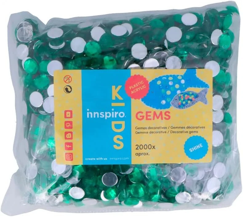 Innspiro akrilo brangakmeniai - žalias apskritimas - 10 mm - 2000 vnt.