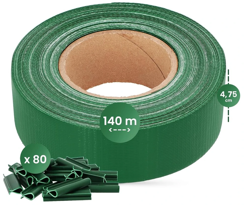 Instalguru privatumo juostos 4.75 cm x 140 m, privatumo juosta, 80 tvirtinimo spaustukų, tvoros privatumo ekranas, dvigubo strypo kilimėliai, tvoros privatumo ekranas, tvoros plėvelė, apsauga nuo vėjo, privatumo plėvelė