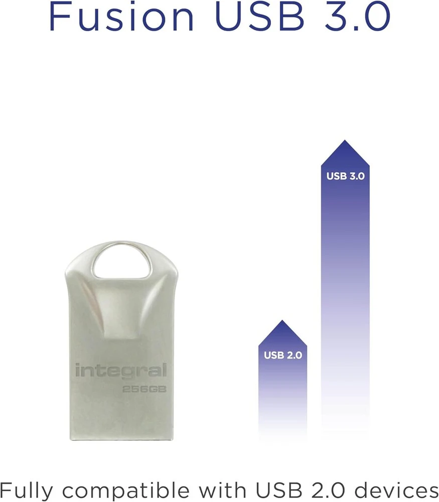 Integral 256 Gb Usb atmintinė 3.2 Gen 1 „flash Drive Fusion“ su metaliniu korpusu, iki 110 Mb/s