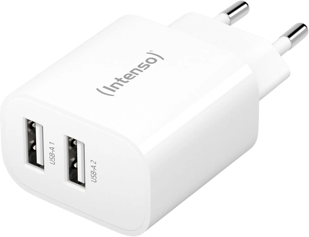 Intenso maitinimo adapteris W24aa Usb-a įkroviklis su 2 Usb-a prievadais, 24 W, baltas