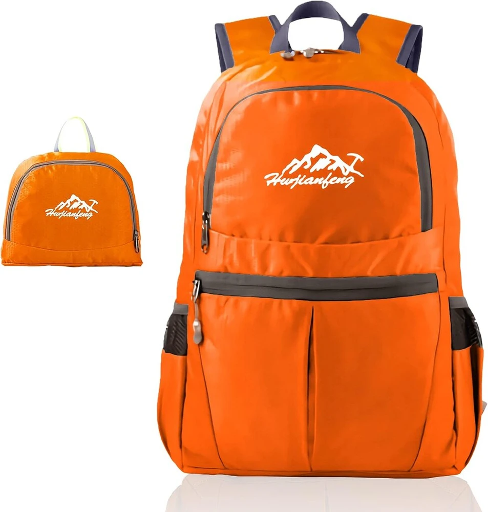 Intirilife sulankstoma kuprinė, itin lengva, unisex, žygių kuprinė, atspari vandeniui, oranžinė, skirta laukui