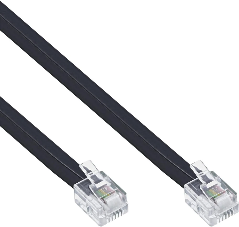 Intos jungiamasis kabelis rj12 jungties kabelis rj12 male į rj12 male plokščias juodas 15.00 m