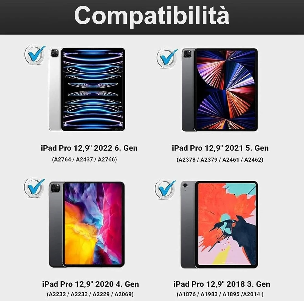 Ipad pro 12.9 klaviatūra su jutikliniu kilimėliu, klaviatūros dėklas, skirtas ipad pro 6/5/4/3 kartai, itališka bluetooth klaviatūra, skirta ipad pro 12.9 colių 2022/2021/2020/2018, violetinė