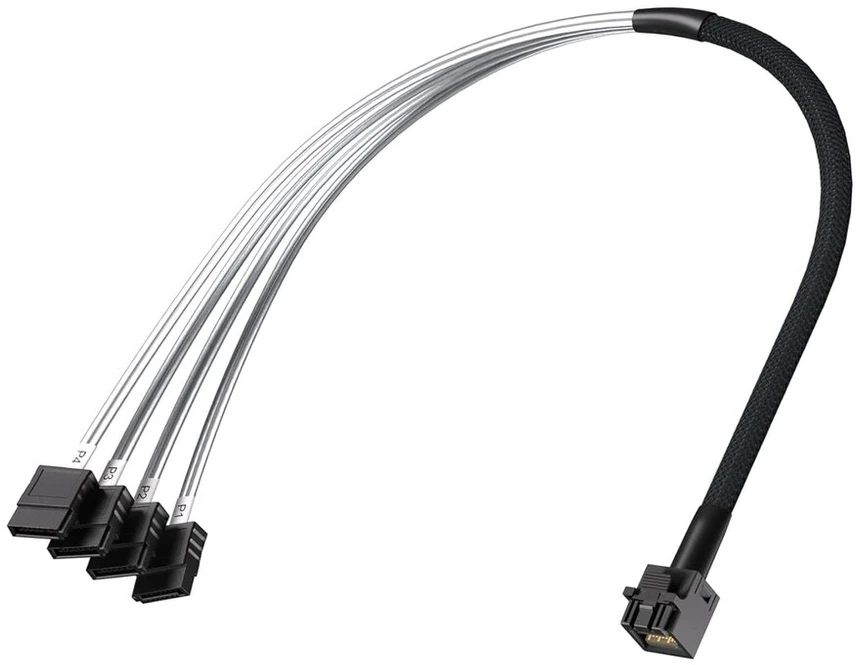 Ipolex Sff-8643 į Sata kabelį, Sff-8643 pagrindinis į 4x Sata taikinio kabelį, suderinamas su raid valdiklio kietuoju disku, 1 metras (3,6 pėdos)