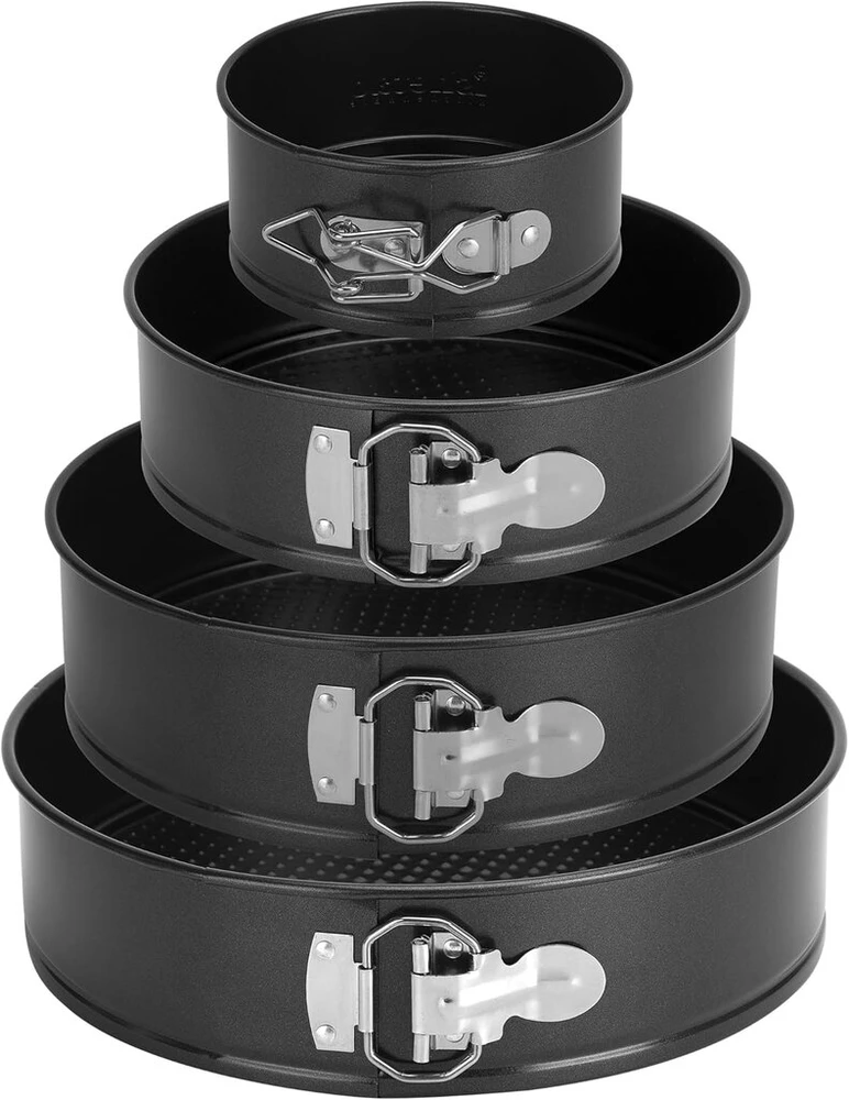 Ishetao torto forma su nuimamu dugnu, 4 dalių rinkinys, skersmuo 11/18/23/26 cm, kepimo forma, profesionali torto forma, apvali, kepimo įrankiai, nuimamas pagrindas, nelipni danga, nepralaidi, reguliuojama, picos forma