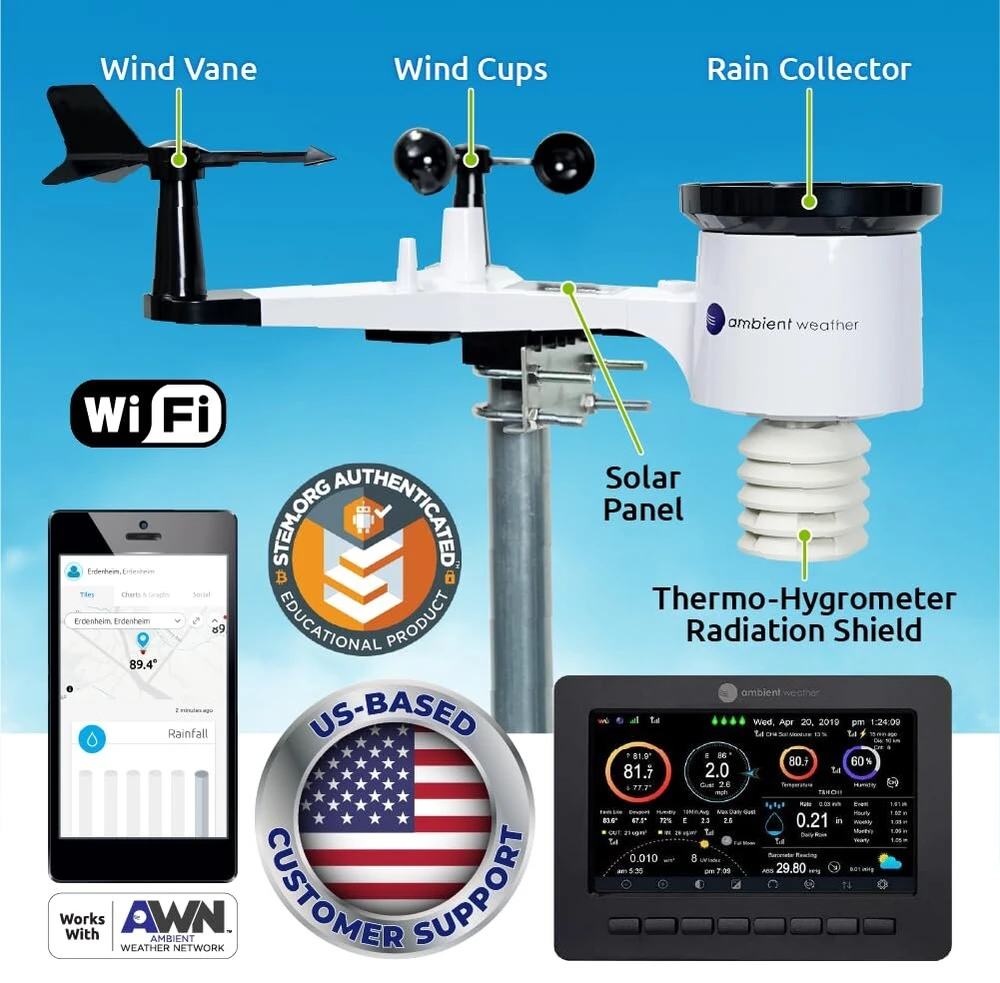 Išmanioji meteorologijos stotis Ws-2000 su Wifi nuotoliniu stebėjimu ir įspėjimais