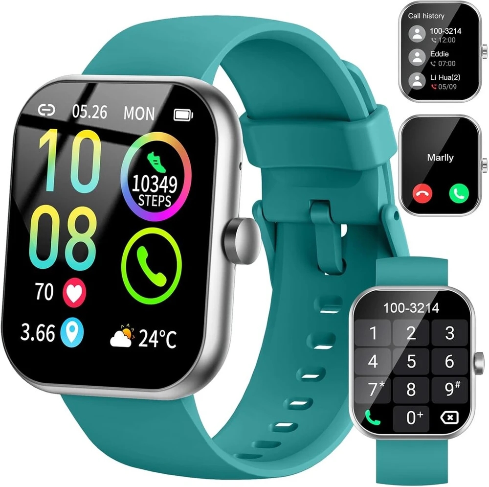 Išmanusis laikrodis vyrams ir moterims su telefono funkcija, 1,96 colio hd jutiklinis fitneso laikrodis su širdies ritmo monitoriumi, miego monitoriumi, žingsniamačiu, fitneso sekikliu, 113+ sporto režimų, ip68 vandeniui atsparus sportinis laikrodis
