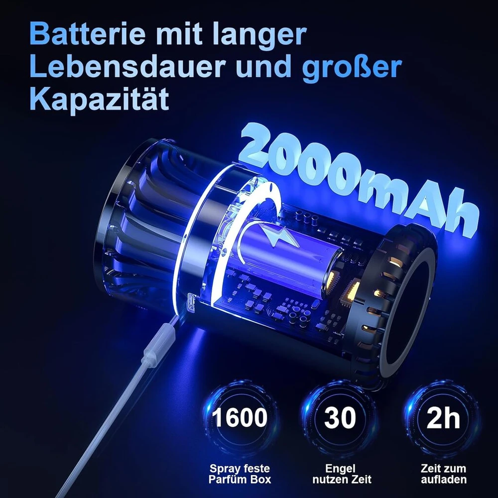 Išmanusis nano automobilio oro gaiviklis, elektroninis atomizavimas, kieti kvapai, automatinis įjungimas/išjungimas, reguliuojamas intensyvumas, kvapas išlieka 4 mėnesius, automobilio oro gaiviklis vyrams ir moterims (cologne)