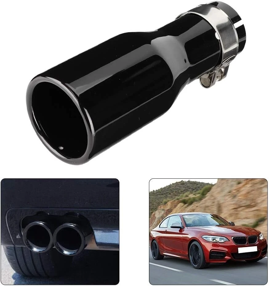 Išmetimo vamzdžio apdaila universalus, skirtas versal automobilių išmetimo vamzdžio galiniam kakliukui nerūdijančio plieno duslintuvo antgaliai išmetimo apdaila su spaustuku 54-76-200 mm, populiarus