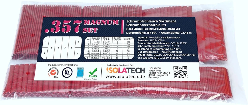 Isolatech 357 vnt. karščiui susitraukiančios movos, raudonos, 2:1