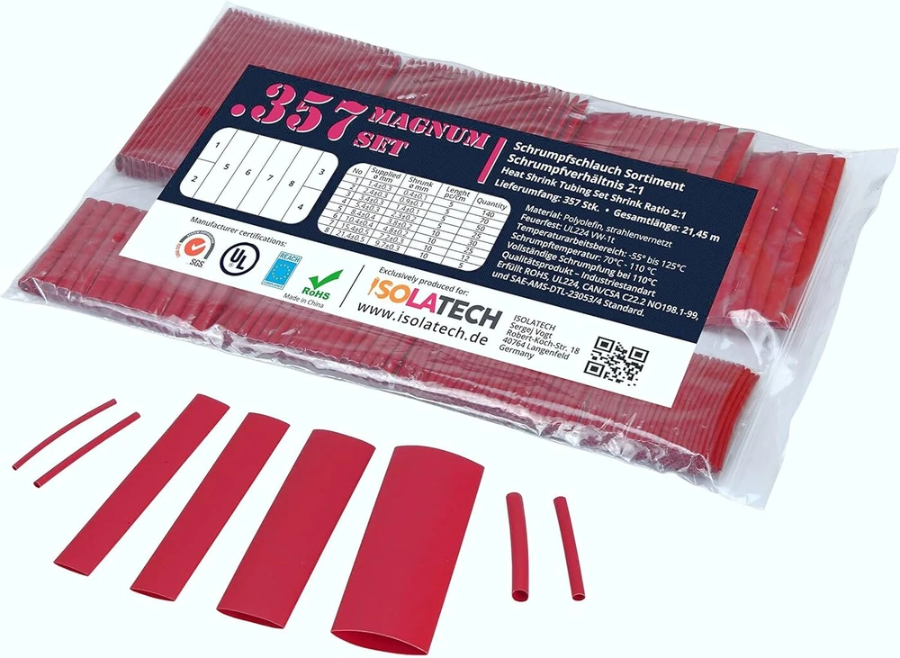 Isolatech 357 vnt. karščiui susitraukiančios movos, raudonos, 2:1